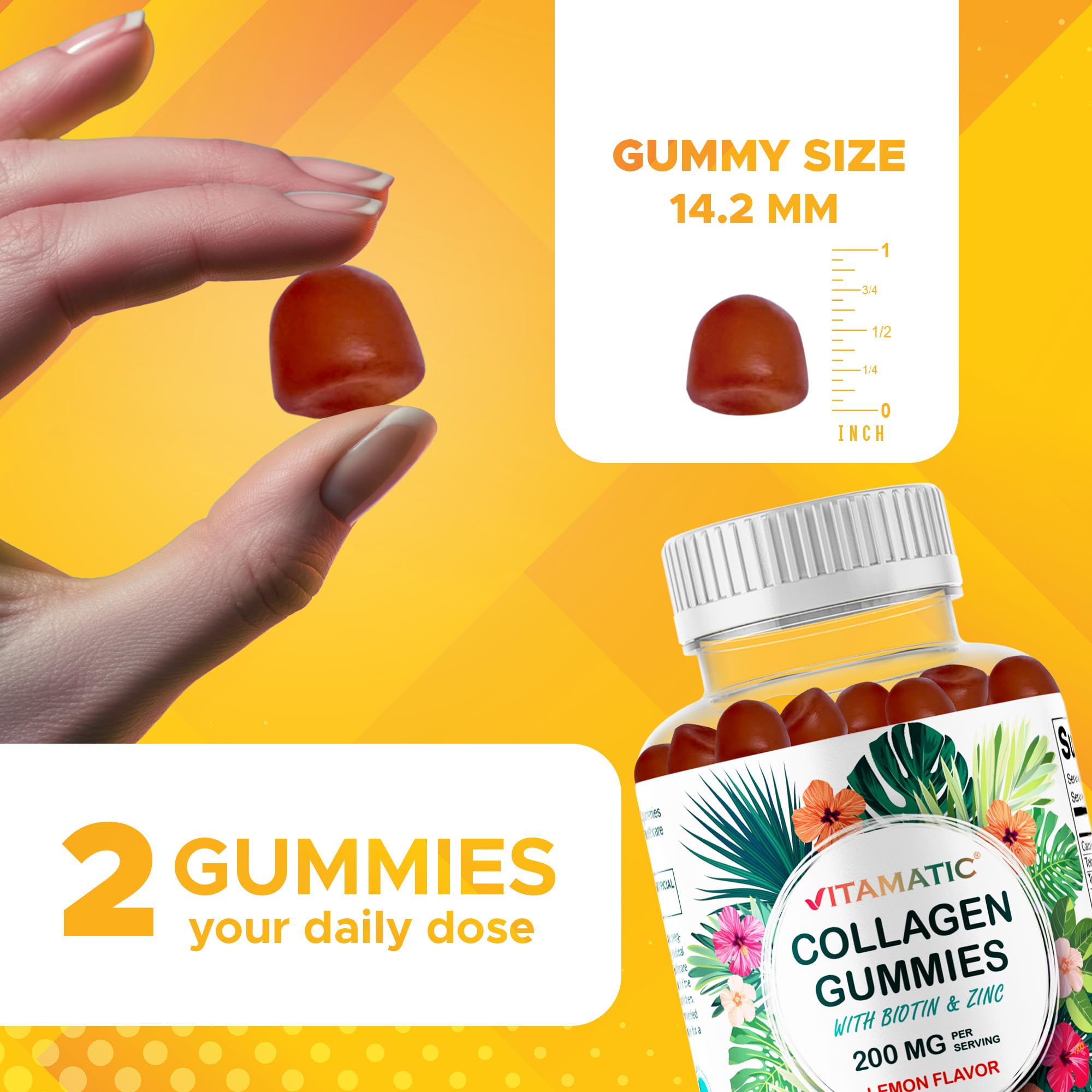 Vitamatic tropical flavor imagery suggests a tasty daily chew.