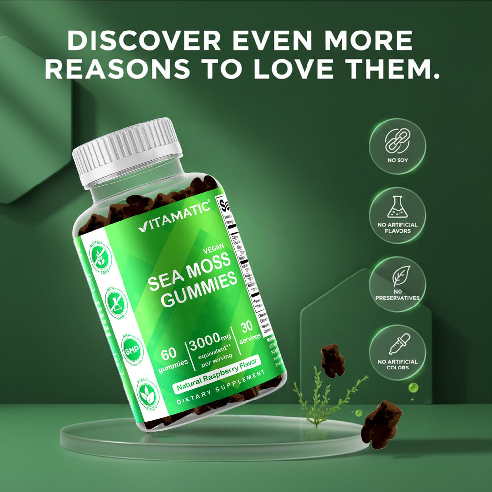 Vitamatic Irish Sea Moss Gummies bladderwrack and burdock in blend