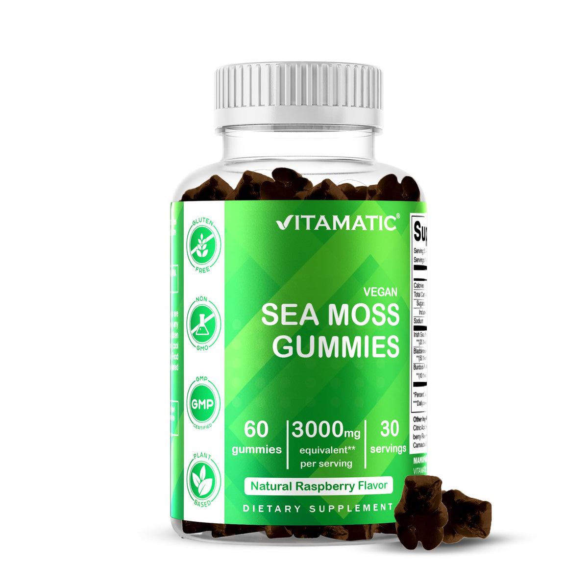 Vitamatic Irish Sea Moss Gummies bottle for easy daily wellness