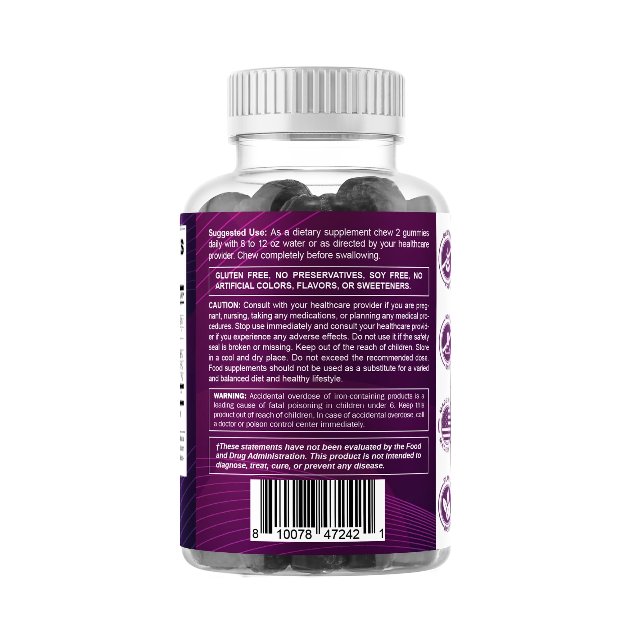 Vitamatic Iron 65 mg Gummies healthy snack option in glass jar