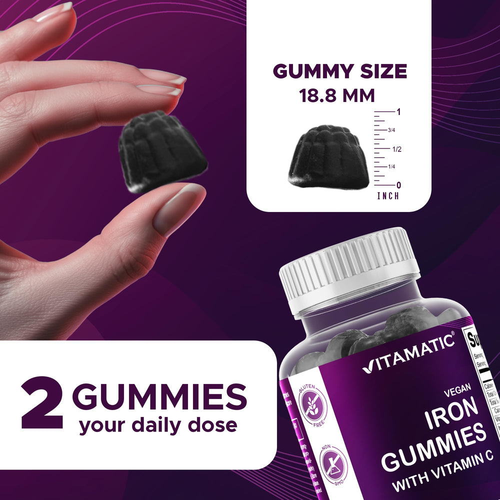 Vitamatic Iron 65 mg Gummies bottle with Vitamin C for enhanced absorption