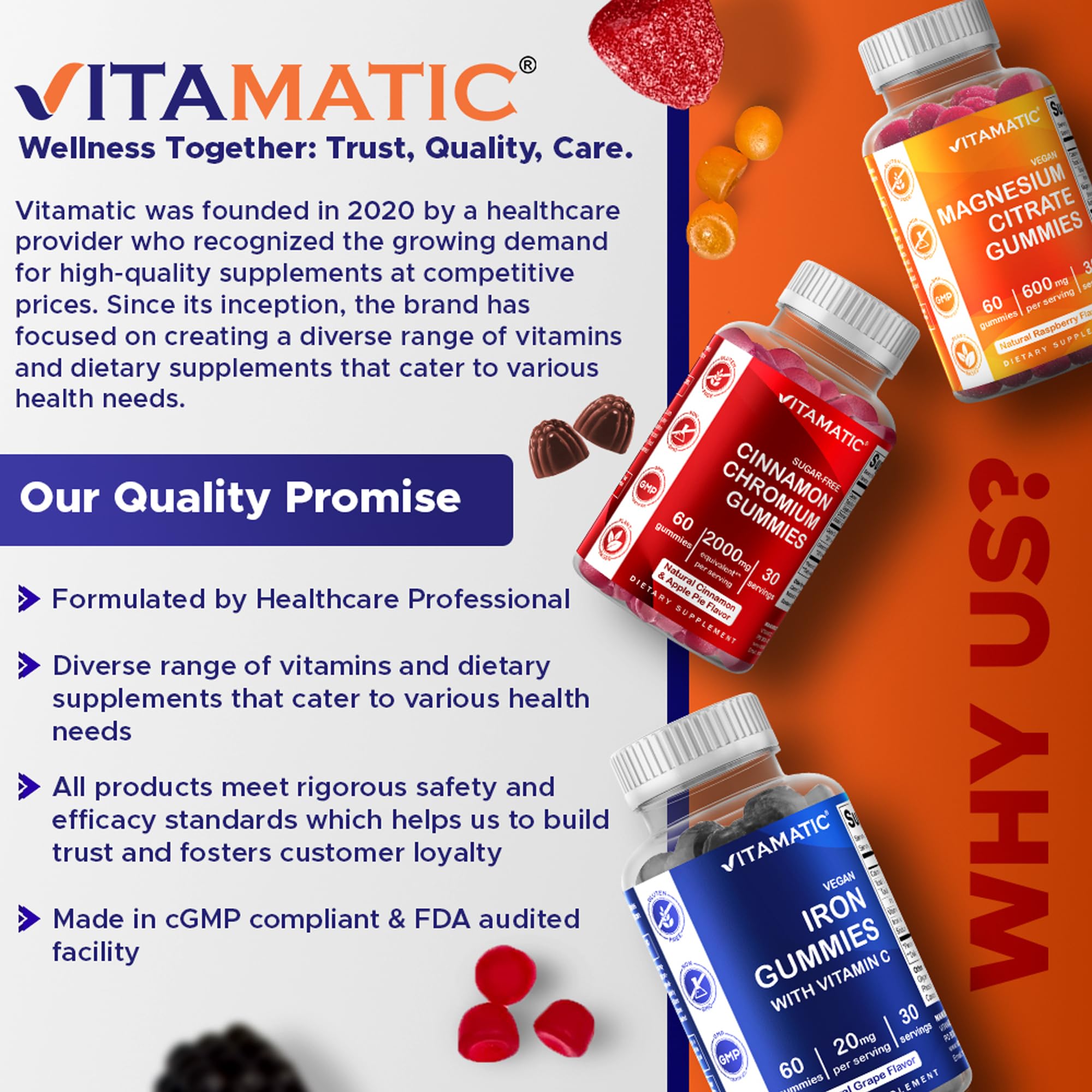 No artificial colors or preservatives on Vitamatic gummies packaging