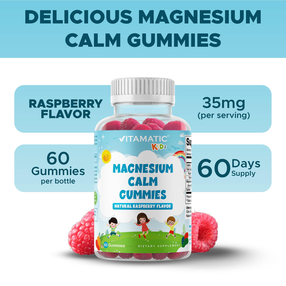 Vitamatic vegan-friendly magnesium gummies label highlighting plant-based ingredients