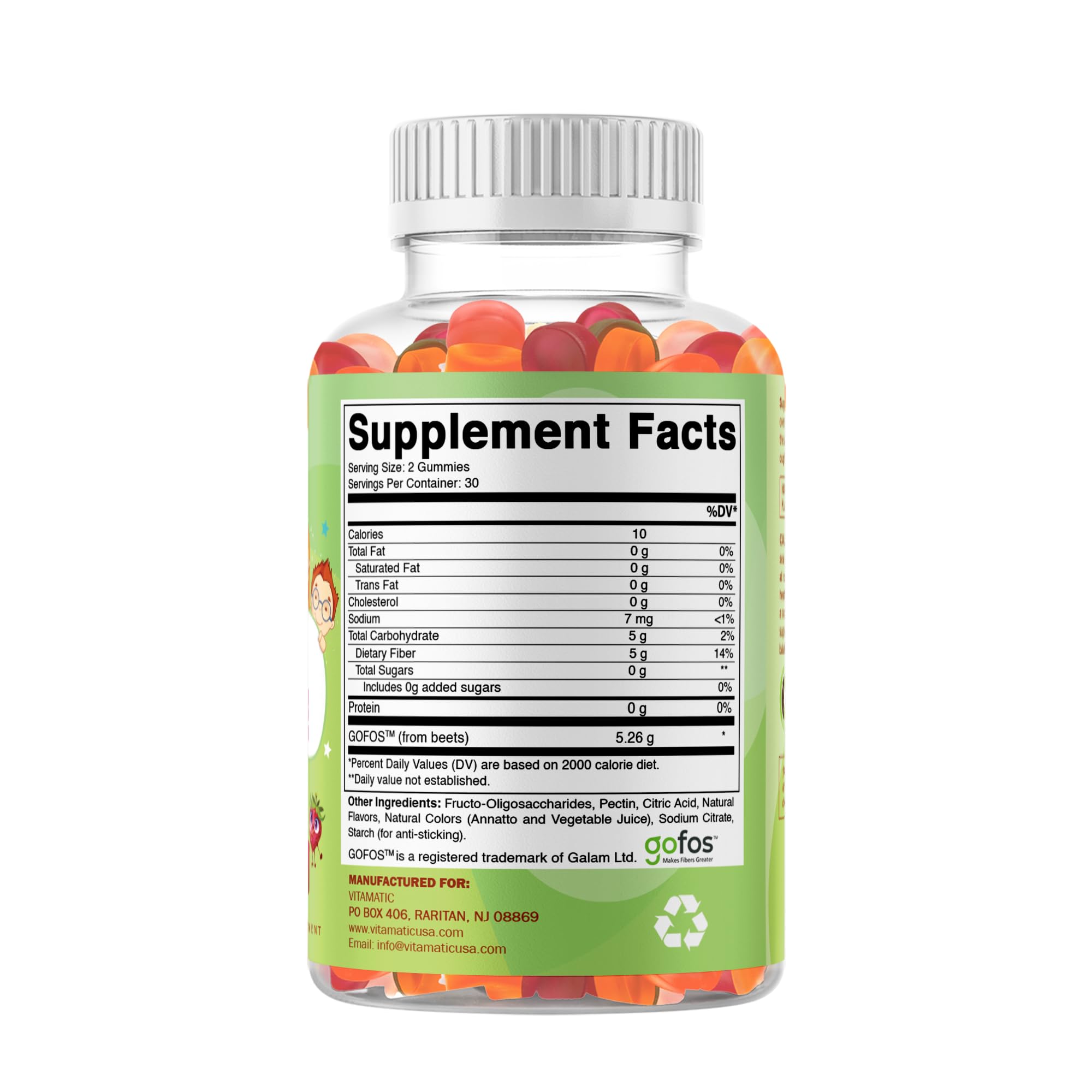 Vitamatic gummies flavor variety including blackberry, peach, and strawberry