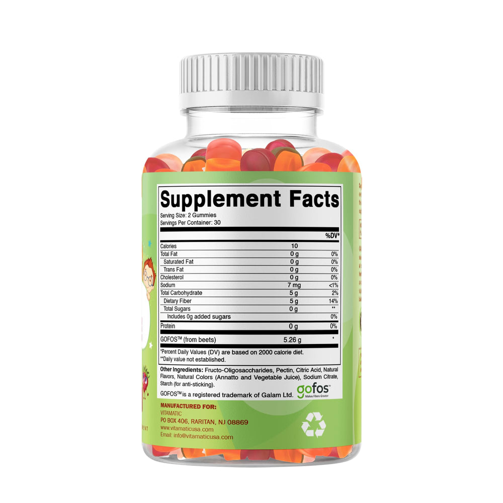 Vitamatic gummies flavor variety including blackberry, peach, and strawberry