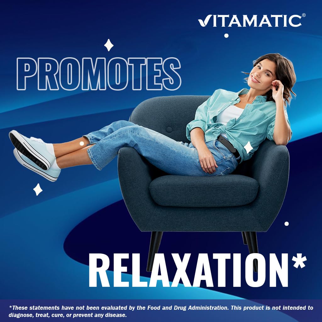 Vitamatic L-Theanine tablets being poured from bottle demonstrates easy daily use.