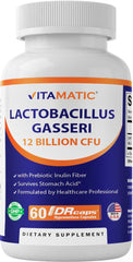Vitamatic Lactobacillus Gasseri bottle front for daily digestive support.