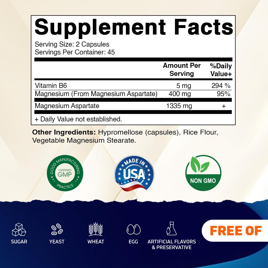Closeup of Vitamatic Magnesium Aspartate capsules for easy dosing