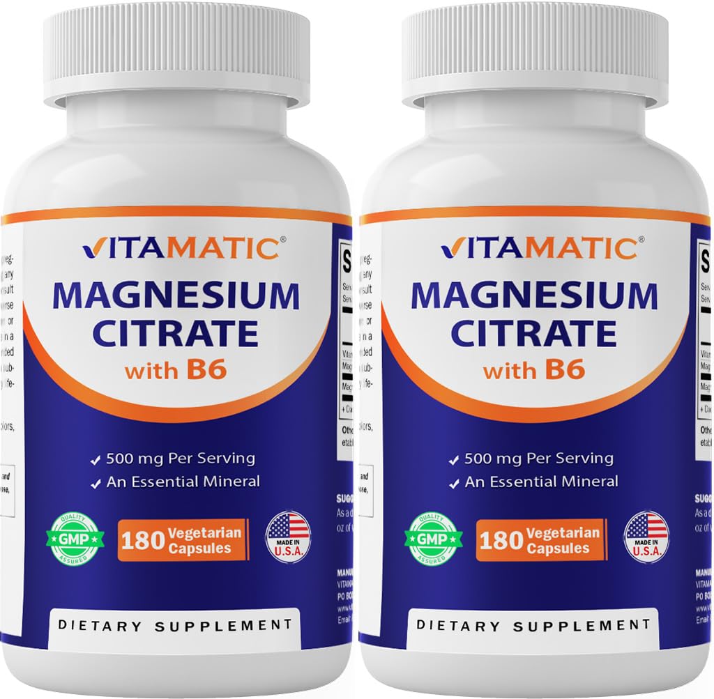 Vitamatic magnesium citrate bottle front showing potency for daily support