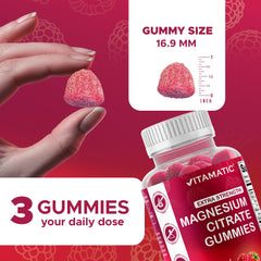 Vitamatic Magnesium Gummies bottle packaging shown