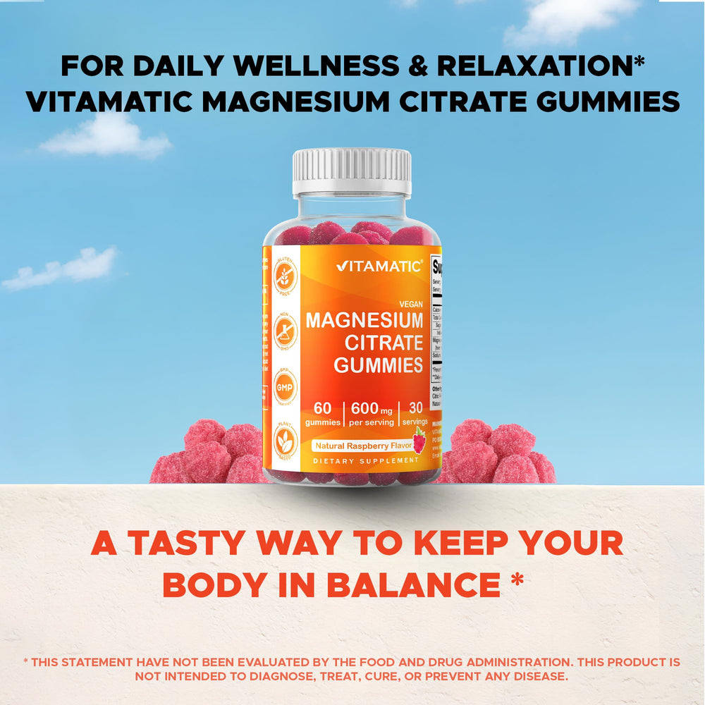 Vitamatic Magnesium Gummies free of artificial colors and flavors