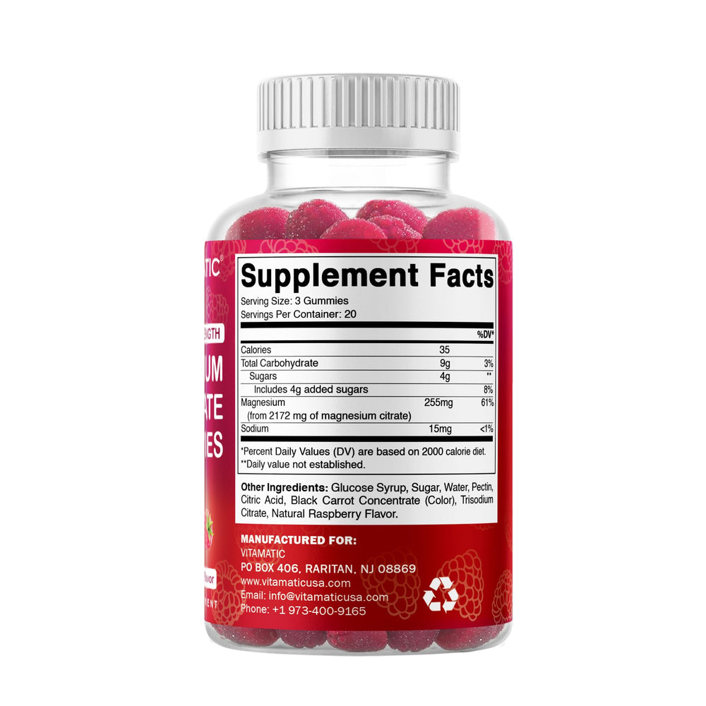 Vitamatic Magnesium Gummies no artificial colors or preservatives