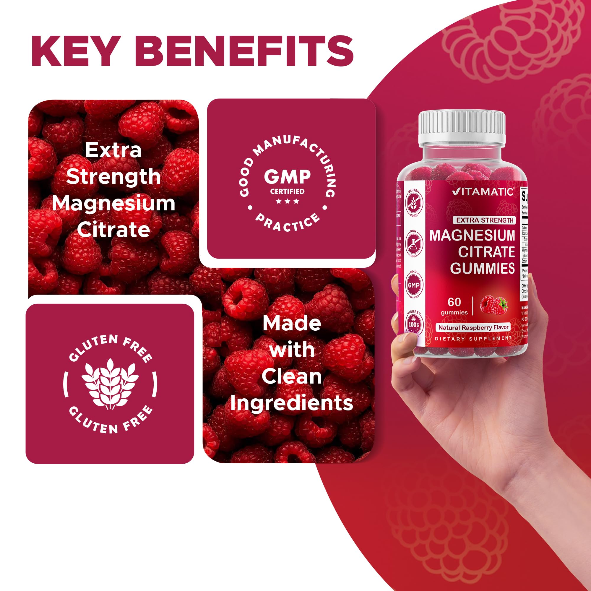 Vitamatic Magnesium Gummies plant-based ingredients highlight