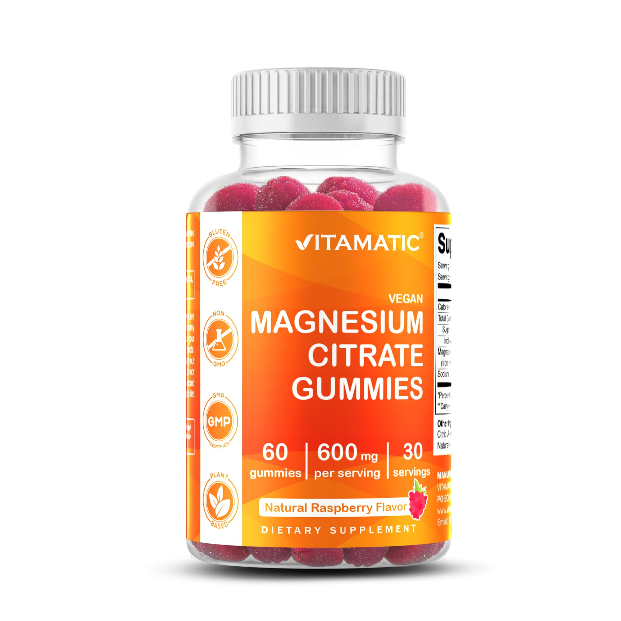 Vitamatic Magnesium Gummies raspberry taste close-up for delicious daily support