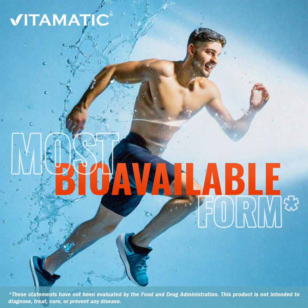 Vitamatic Magnesium label detail, highlighting non-GMO and gluten-free features.