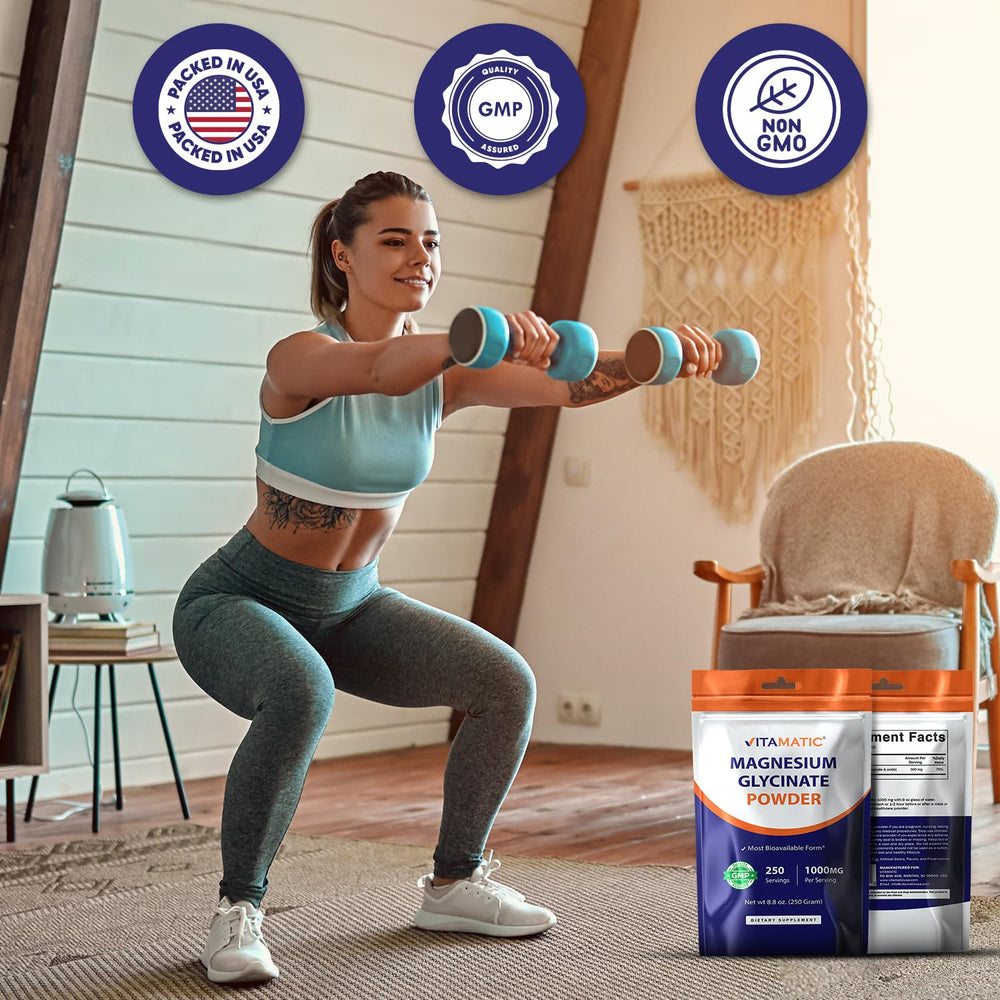 Vitamatic Magnesium powder dispense, demonstrating versatile serving options.