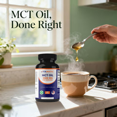 Vitamatic capsules being poured into a hand, convenient daily serving