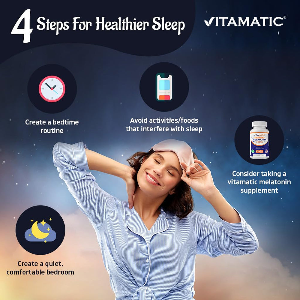 Vitamatic Melatonin ingredients list icon showing allergen-free formula.