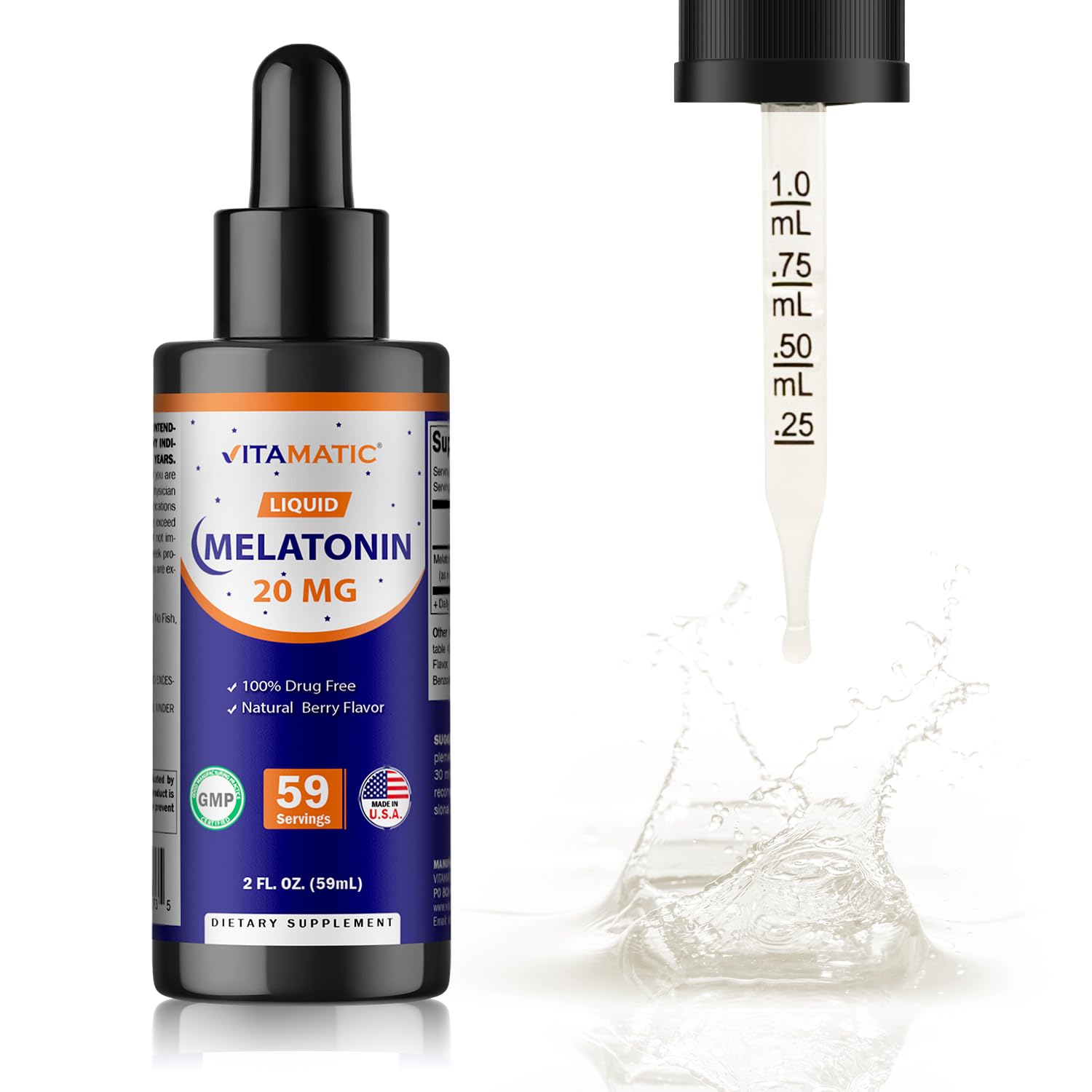 Vitamatic melatonin berry-flavored liquid drops evoke a calming nightly ritual