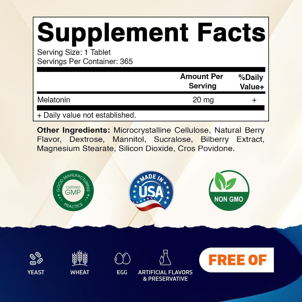 Vitamatic fast-dissolve melatonin berry flavor tablets.