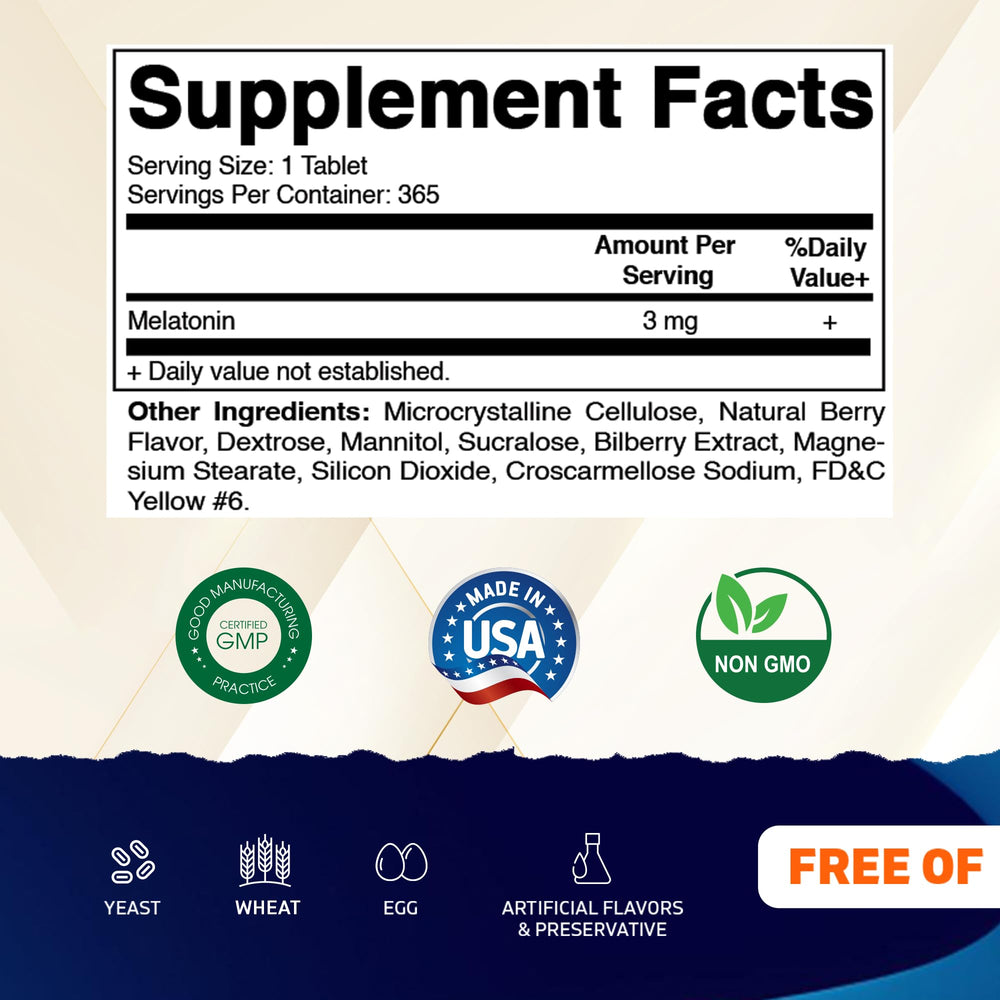 Vitamatic Melatonin fast-dissolve tablet demonstrating quick dosing