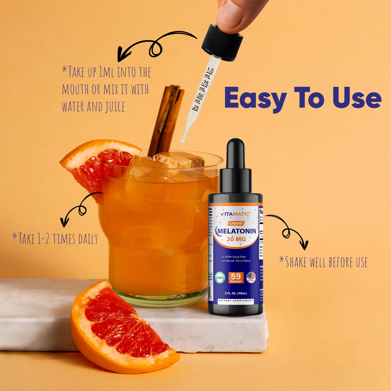Vitamatic Melatonin label highlights berry flavor and non-GMO promise