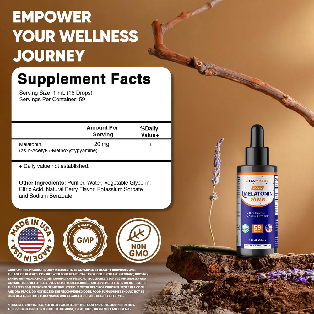 Vitamatic melatonin liquid drops dispense demonstrates easy, drop-by-drop dosing