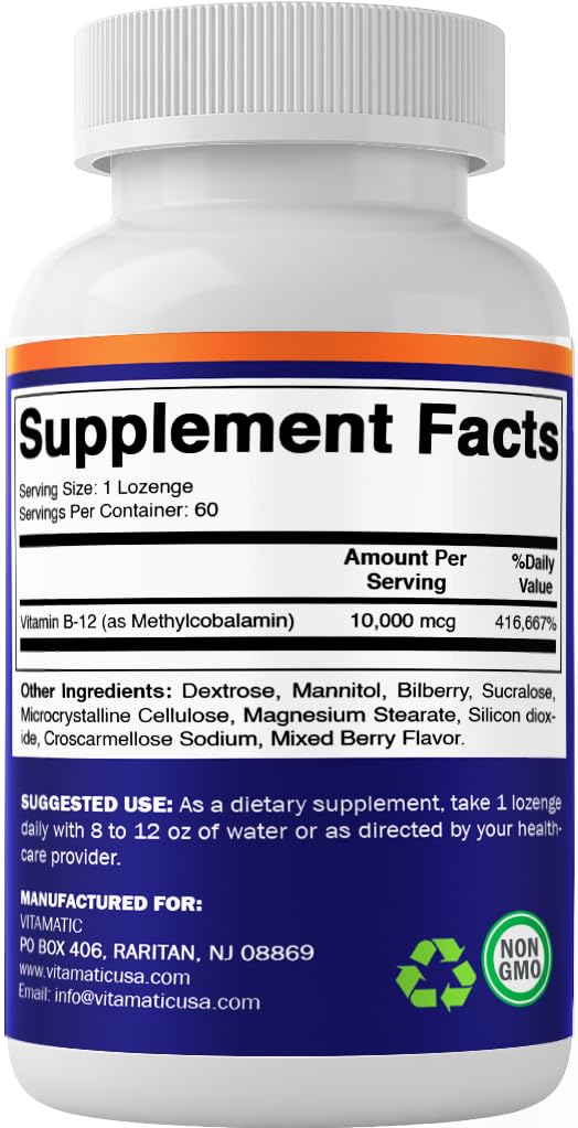 Vitamatic Methyl B12 bottle with glass of water ready for use.