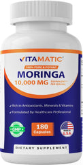 Vitamatic Moringa: cápsulas en botella frontal para energía diaria