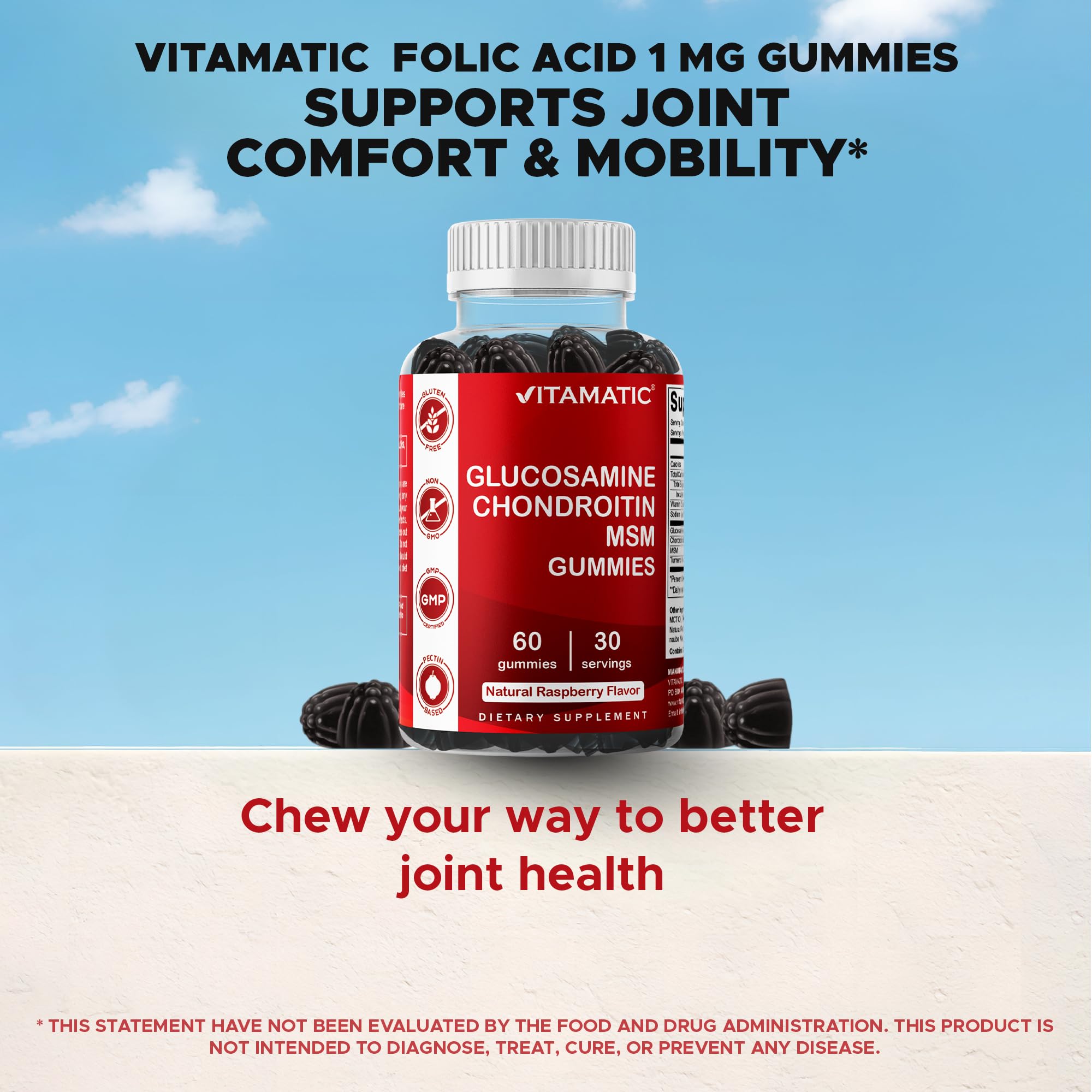 Vitamatic Non-GMO and gluten-free certification visible on the bottle.