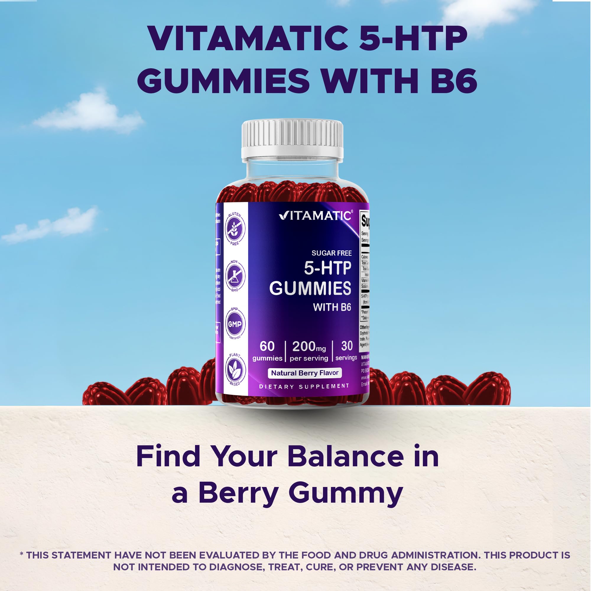 Vitamatic Non-GMO Gluten Free label closeup for clean ingredient promise