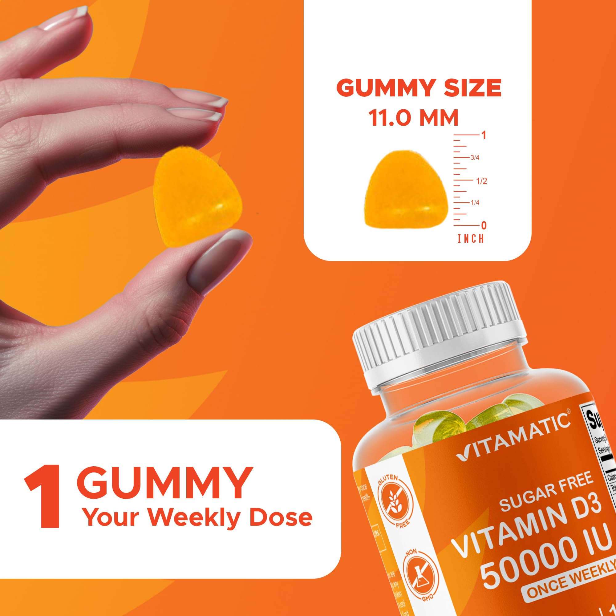 Vitamatic pectin-based gummies texture close-up emphasizing natural, plant-based formulation.