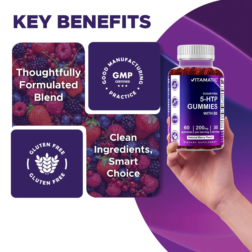 Vitamatic Pectin-based vegan gummies closeup highlighting plant-based formula