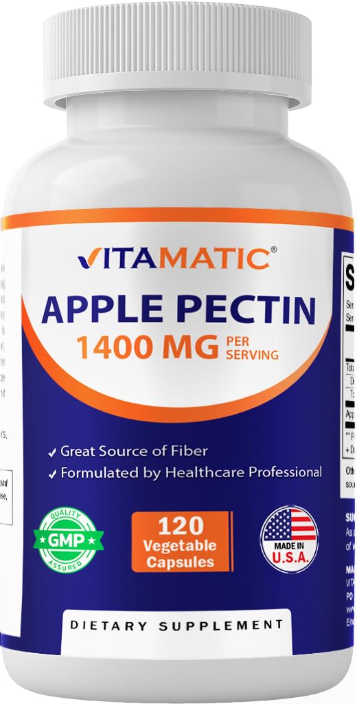 Vitamatic Pectina de Manzana: botella con cápsulas para apoyo digestivo