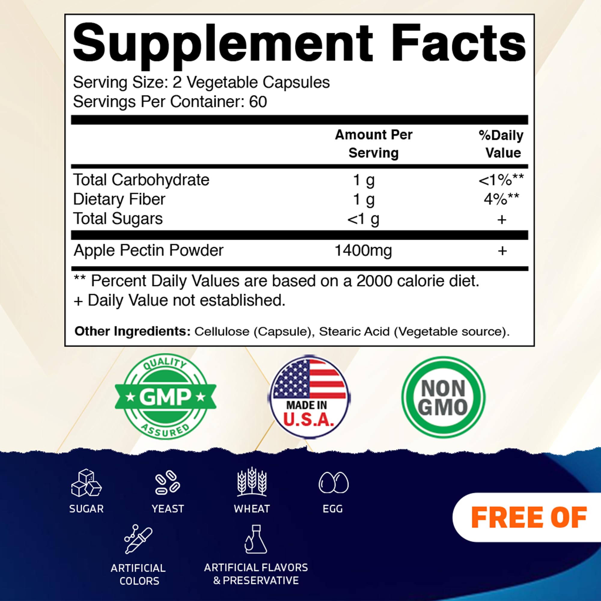 Vitamatic Pectina de Manzana: cápsulas vegetarianas en envase