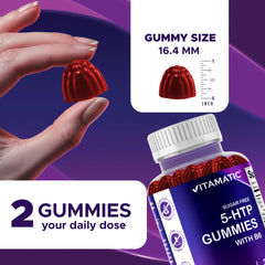 Vitamatic positive mood gummies closeup suggesting mood balance for daily calm