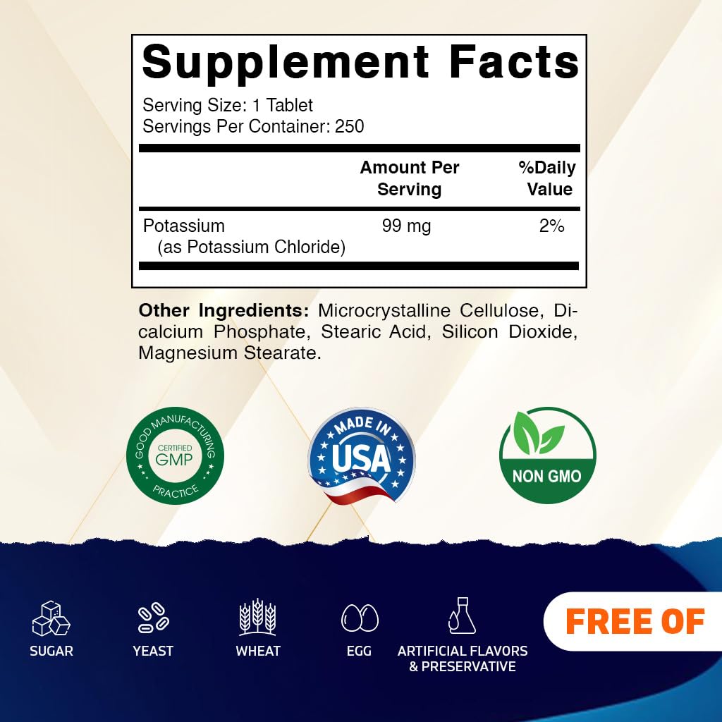 Vitamatic Potassium 99mg tableta trasera: información clara de la etiqueta