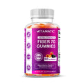 Vitamatic Prebiotic Fiber Gummies for Adults – 7g Fiber per Serving, 60 Pectin-Based Gummies, Zero Sugar Added