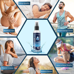Vitamatic magnesium spray mist on forearm after workout.