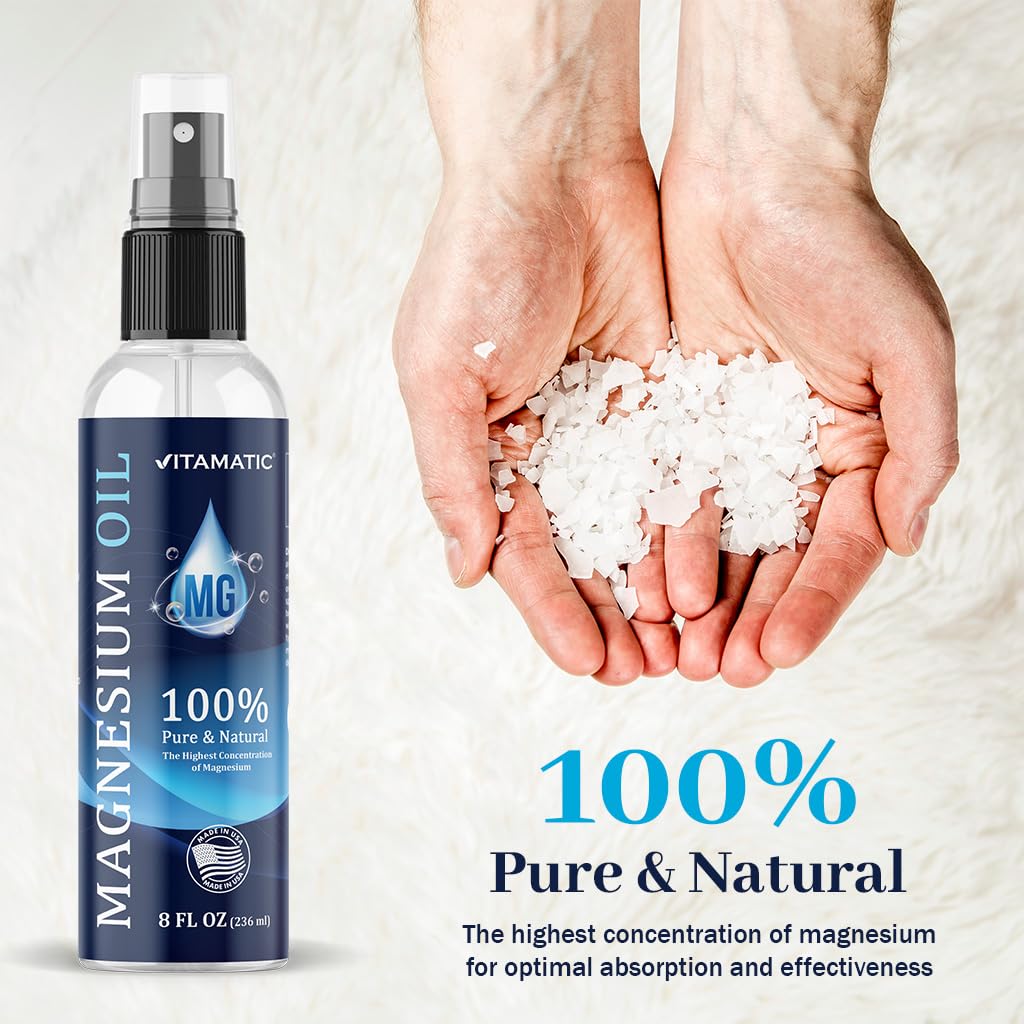 Vitamatic nozzle delivering a light magnesium mist to skin.