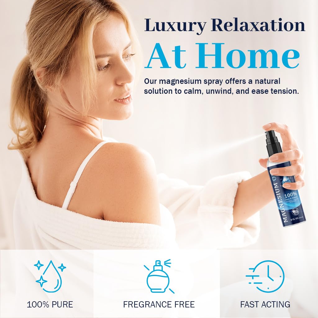 Vitamatic quick-absorbing magnesium oil spray on skin.