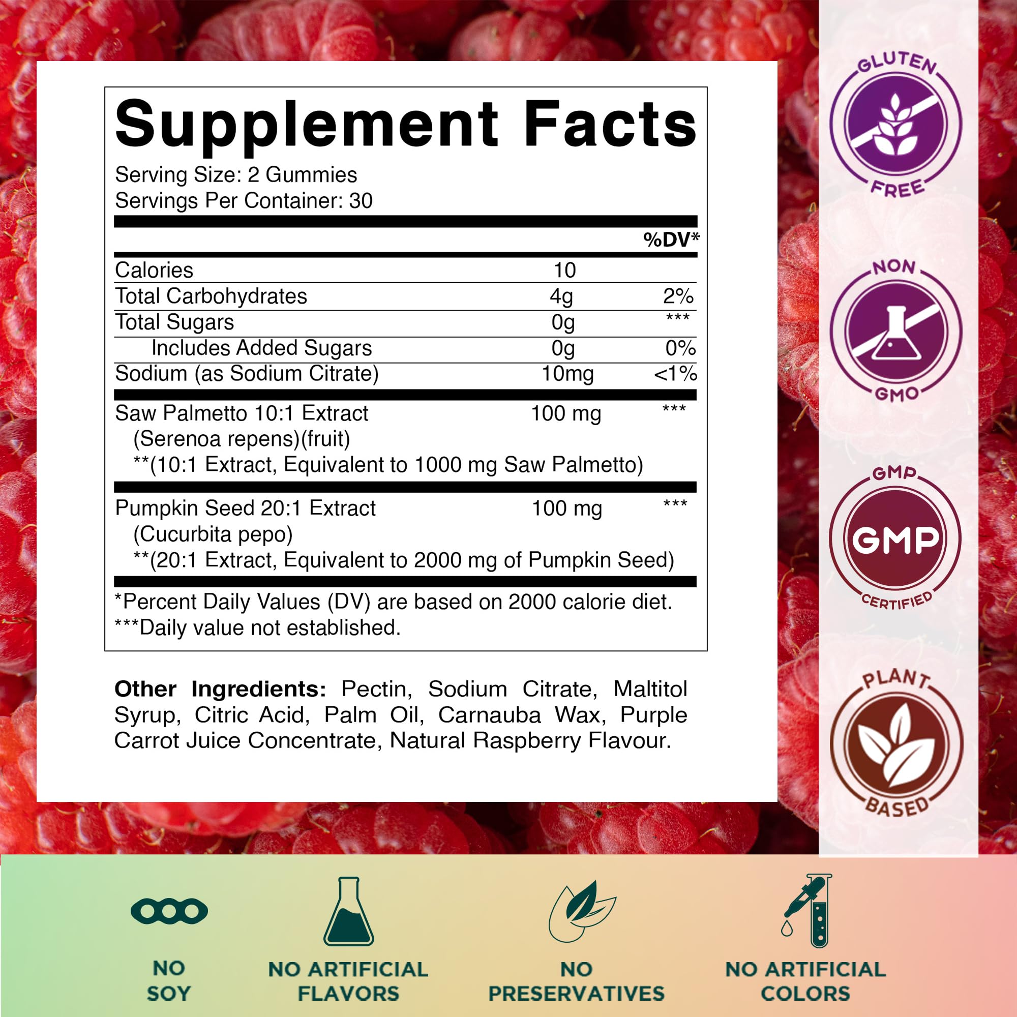 Vitamatic gummies with pumpkin seeds highlighting ingredients