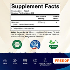 Vitamatic Selenio 200mcg, etiqueta cerca, muestra información clara y absorción superior