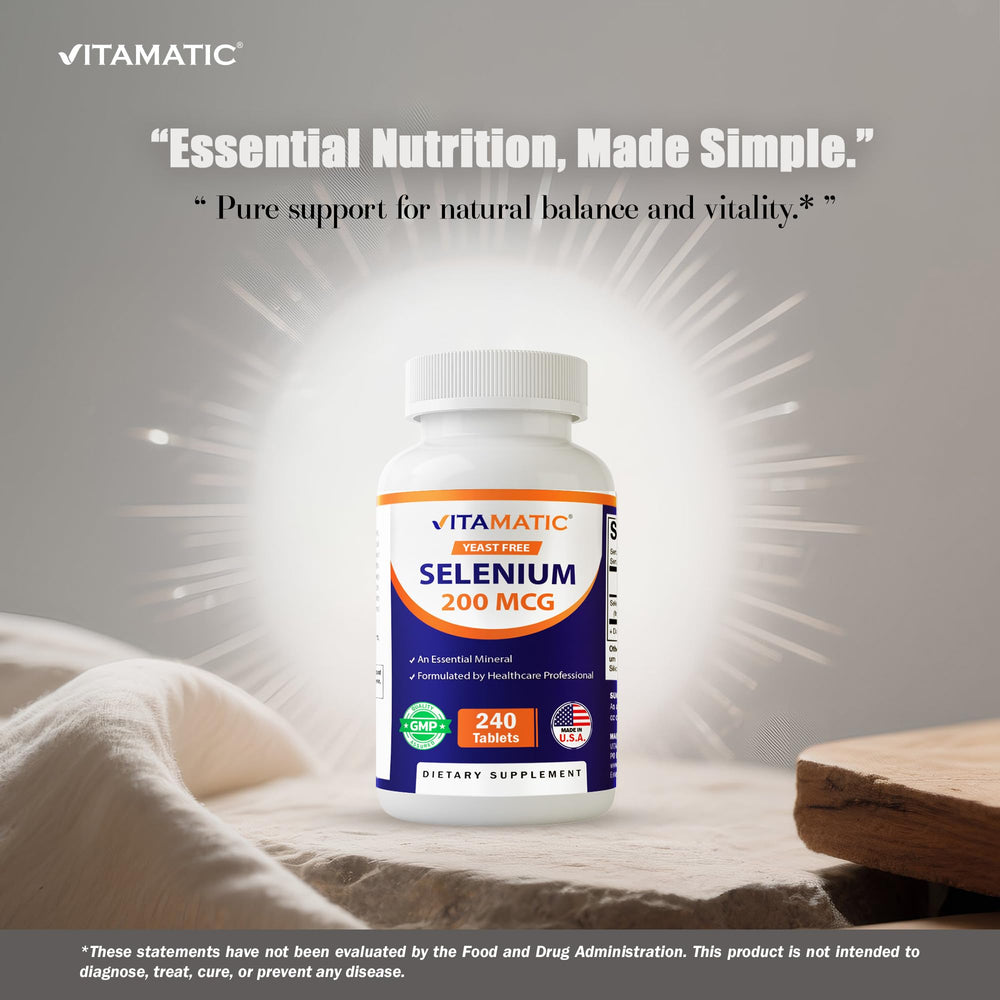 Vitamatic Selenio 200mcg, frasco abierto, dosis fácil de ver y usar