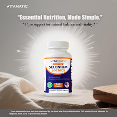 Vitamatic Selenio 200mcg, frasco abierto, dosis fácil de ver y usar