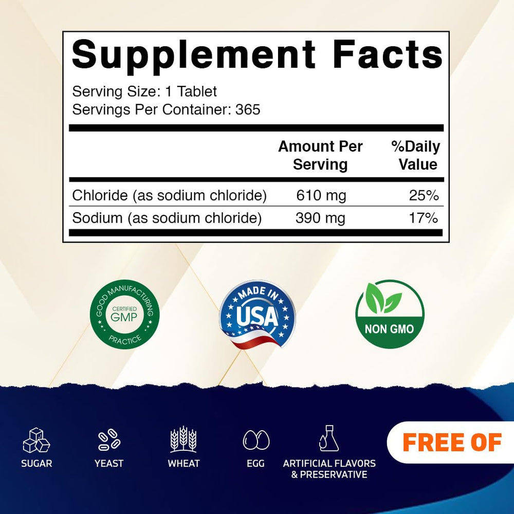 Vitamatic Sodium Chloride label close-up shows USP grade quality for reliable replenishment