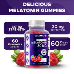 Vitamatic strawberry flavor gummies emphasize easy, drug-free nightly use