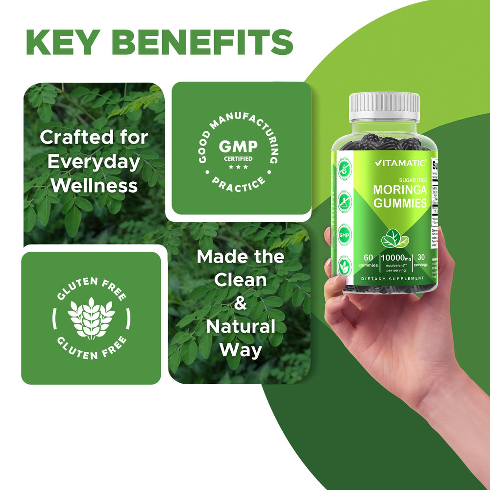 Vitamatic Sugar Free Moringa Gummies peach flavor close shot