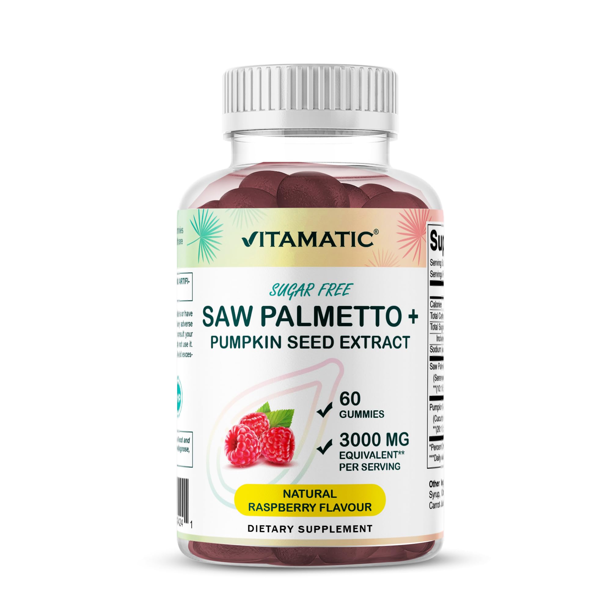 Vitamatic gummy with raspberry flavor for daily routine and taste appeal