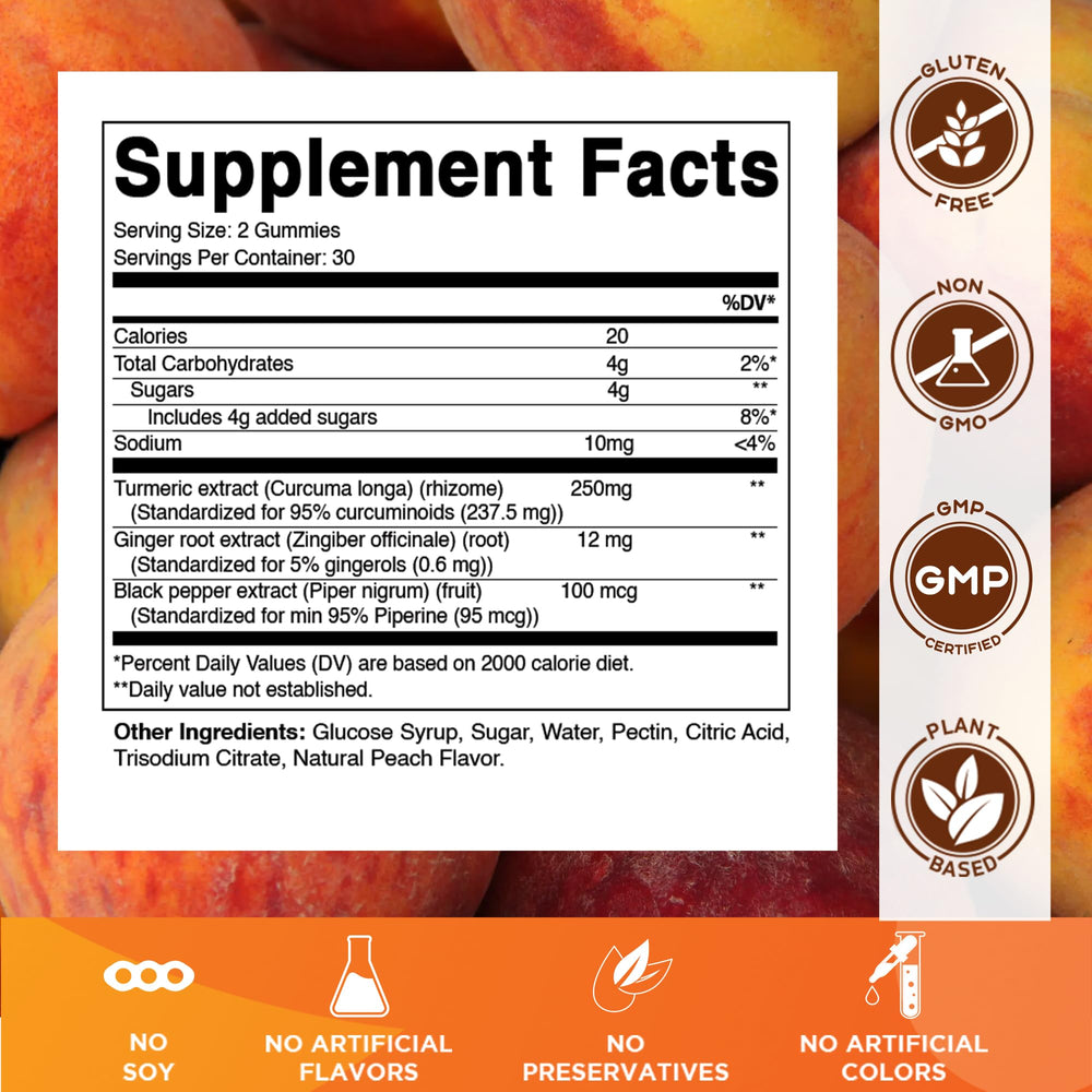 Vitamatic turmeric gummies with ginger and black pepper for absorption